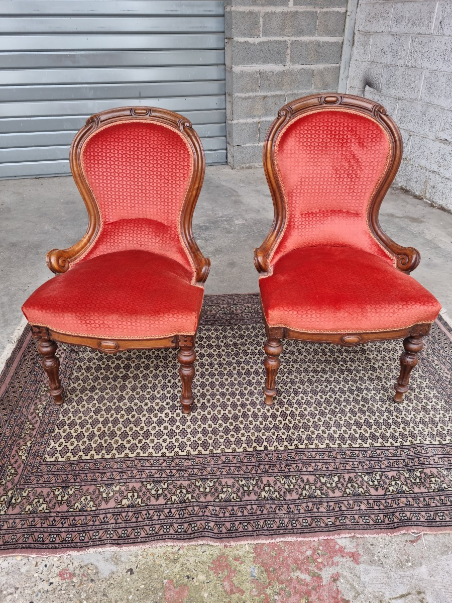 Paire de chaises Napoléon III en noyer , d'époque 19ème. 
