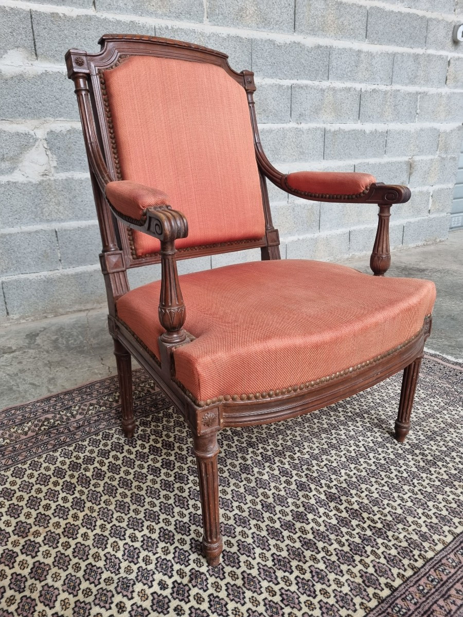 Mahogany Armchair, Louis XVI Period, 14th Century-photo-2
