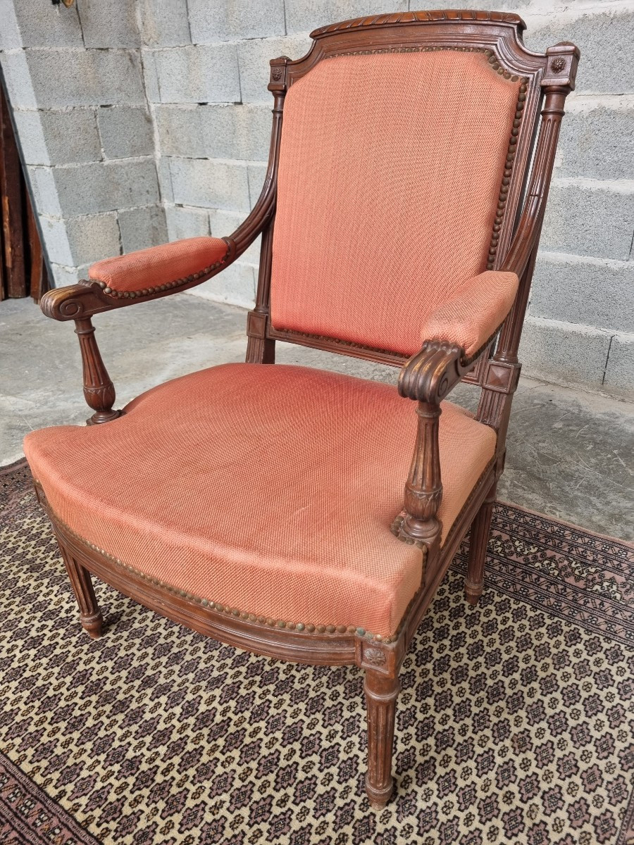 Mahogany Armchair, Louis XVI Period, 14th Century-photo-1