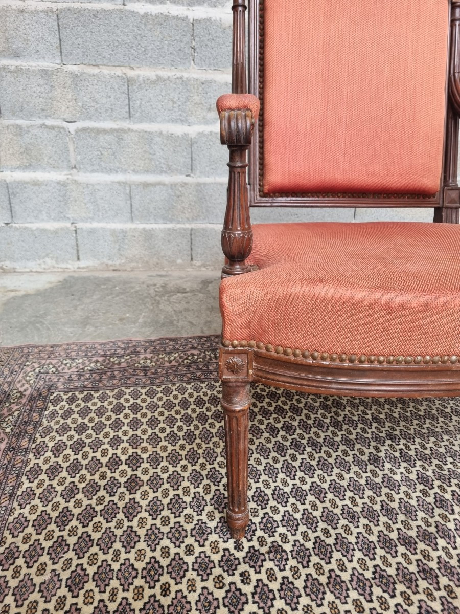 Mahogany Armchair, Louis XVI Period, 14th Century-photo-2