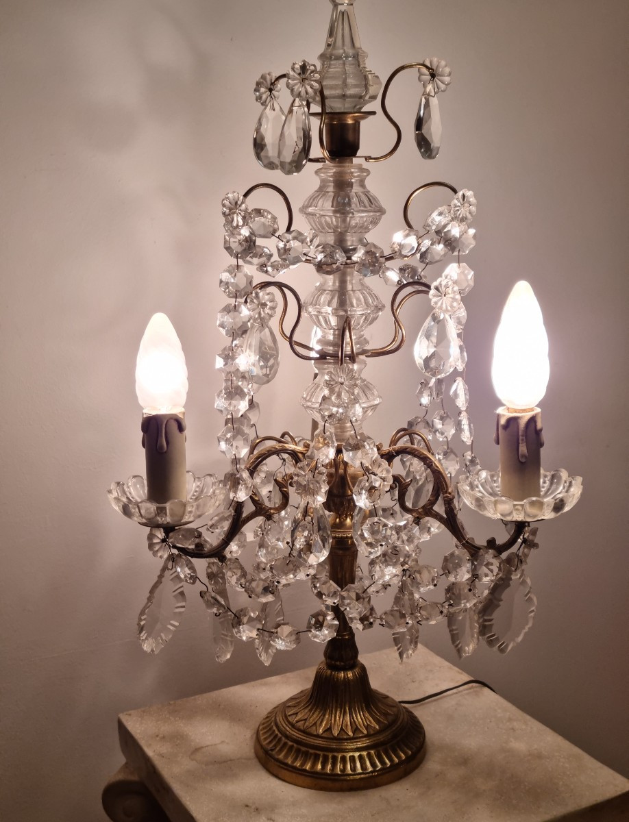 Bronze And Crystal Girandole, Louis XV Style, 19th Century. -photo-3