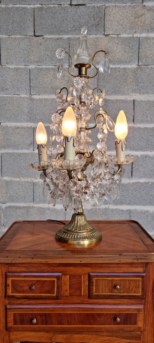 Girandole en Bronze et Cristal, Louis XV, d'époque XIXème. -photo-4