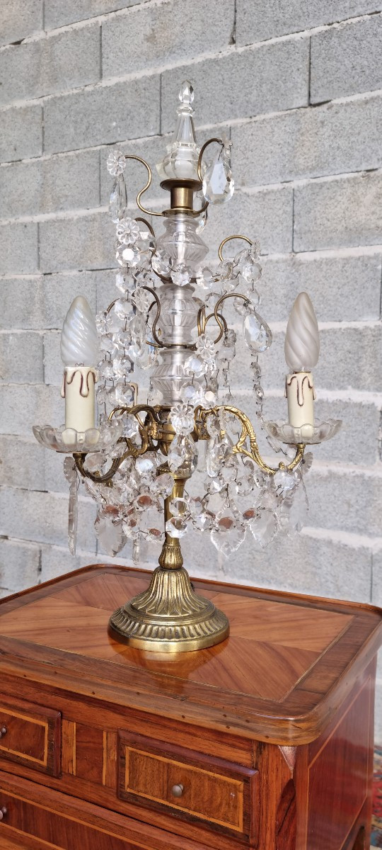 Girandole en Bronze et Cristal, Louis XV, d'époque XIXème. -photo-3