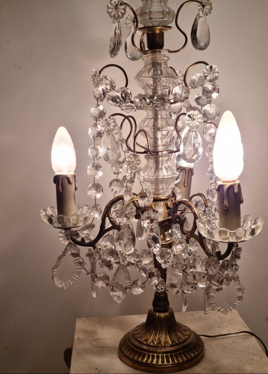 Bronze And Crystal Girandole, Louis XV Style, 19th Century. -photo-1