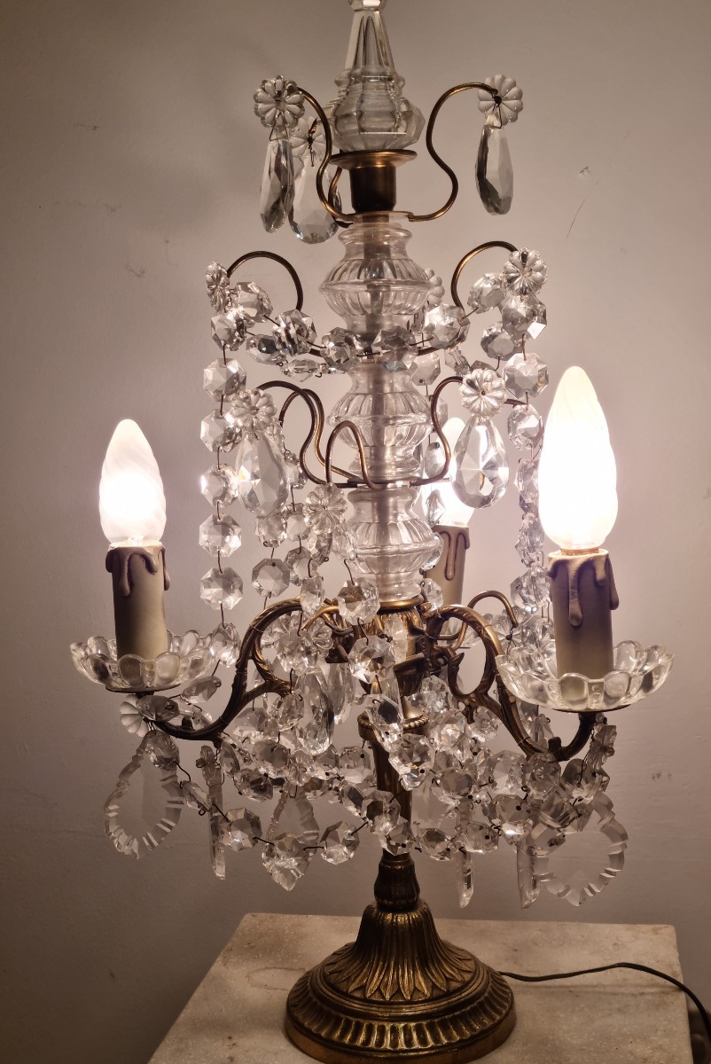 Bronze And Crystal Girandole, Louis XV Style, 19th Century. 