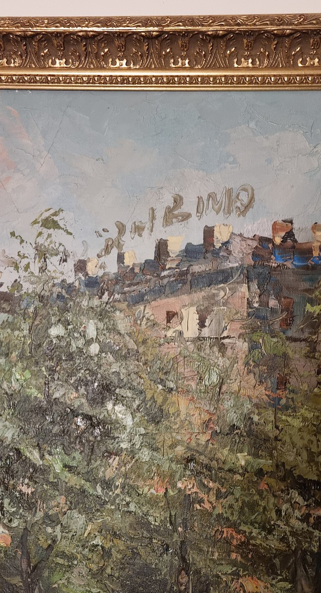 Grande huile sur toile, signée B. Rimo / Brimo,  d'époque XXème -photo-2