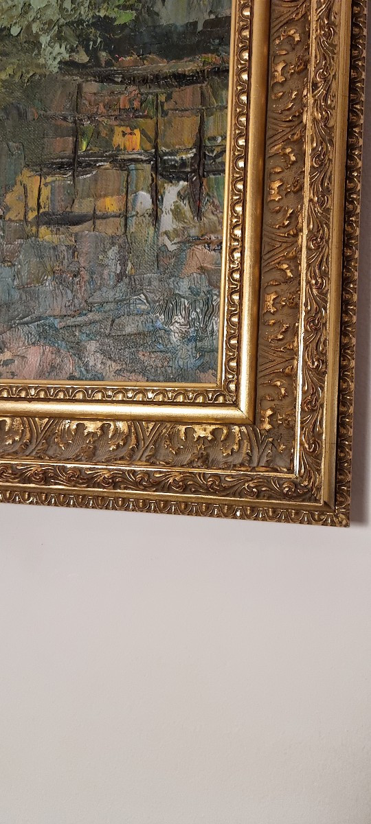 Grande huile sur toile, signée B. Rimo / Brimo,  d'époque XXème -photo-4