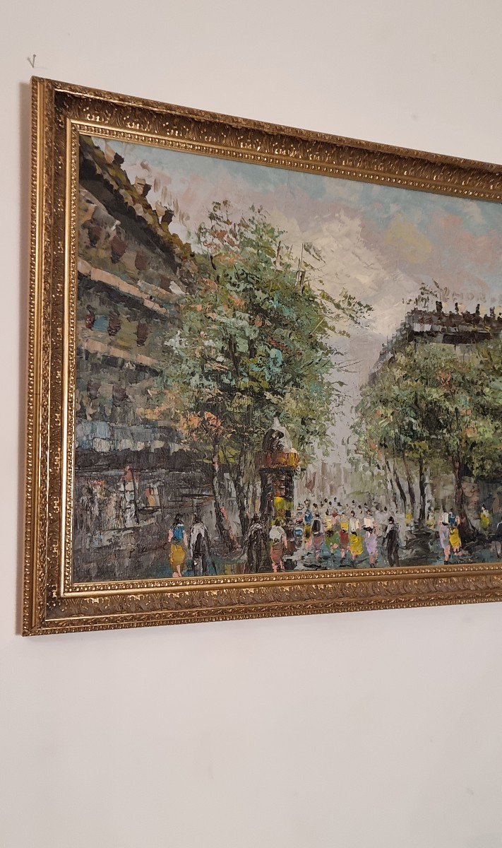 Grande huile sur toile, signée B. Rimo / Brimo,  d'époque XXème -photo-1