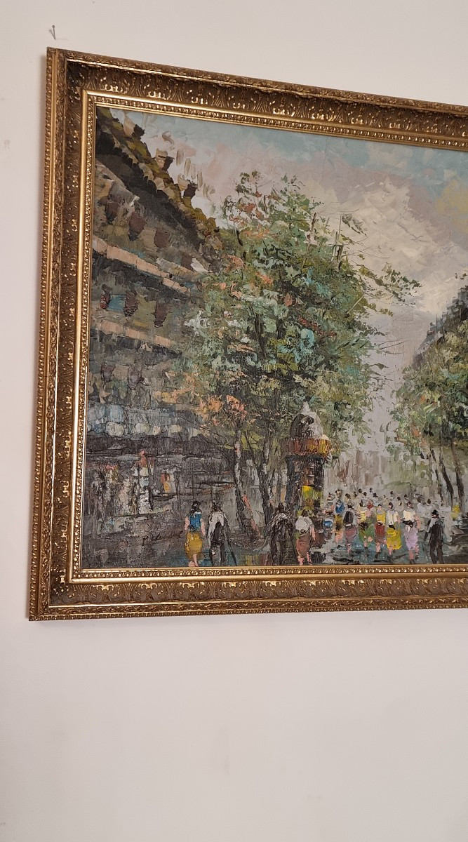 Grande huile sur toile, signée B. Rimo / Brimo,  d'époque XXème -photo-2