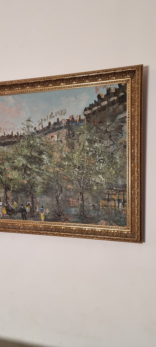 Grande huile sur toile, signée B. Rimo / Brimo,  d'époque XXème -photo-3