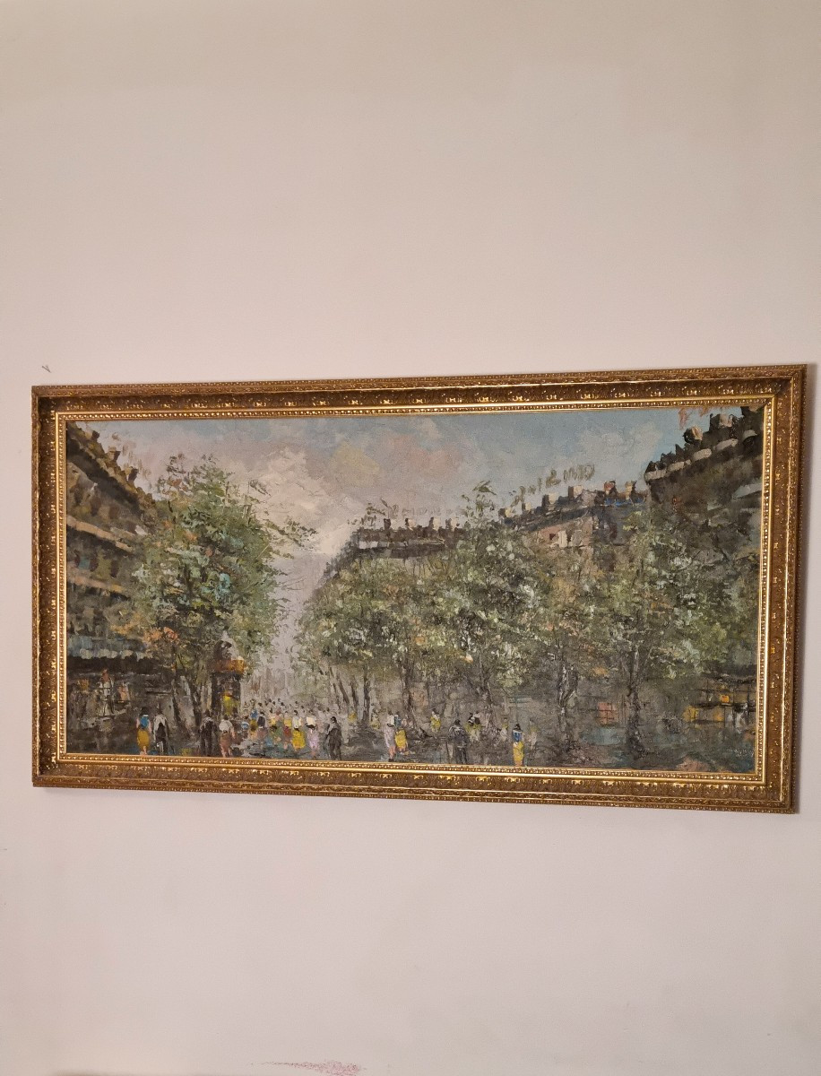 Grande huile sur toile, signée B. Rimo / Brimo,  d'époque XXème 