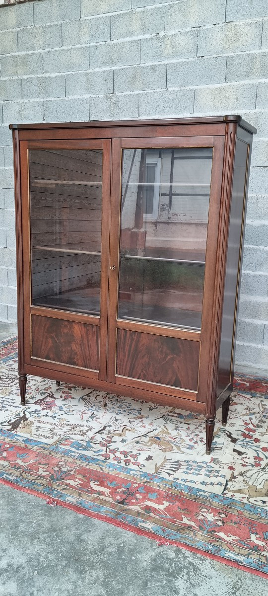 Bibliothèque vitrine en acajou,Louis XVI, d'époque XXème -photo-6