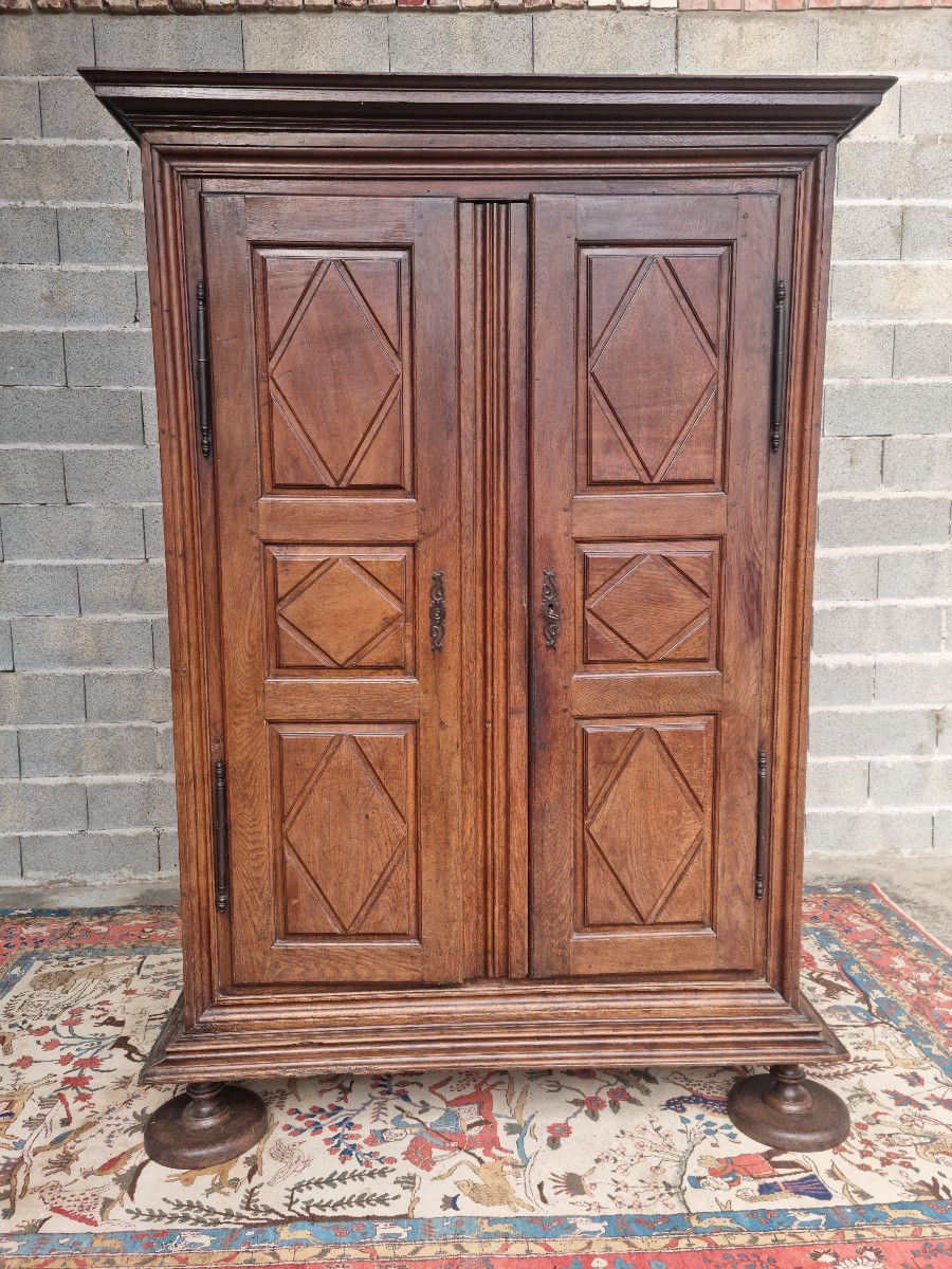 Armoire en chêne moulurée, Louis XIII, d'époque XVIIème -photo-2