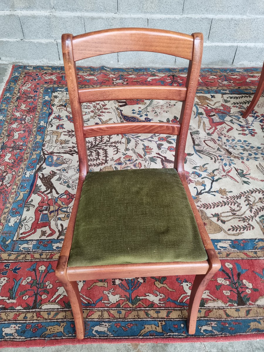 Set Of Four French Chairs In Natural Wood, Restoration Period, 20th Century-photo-2