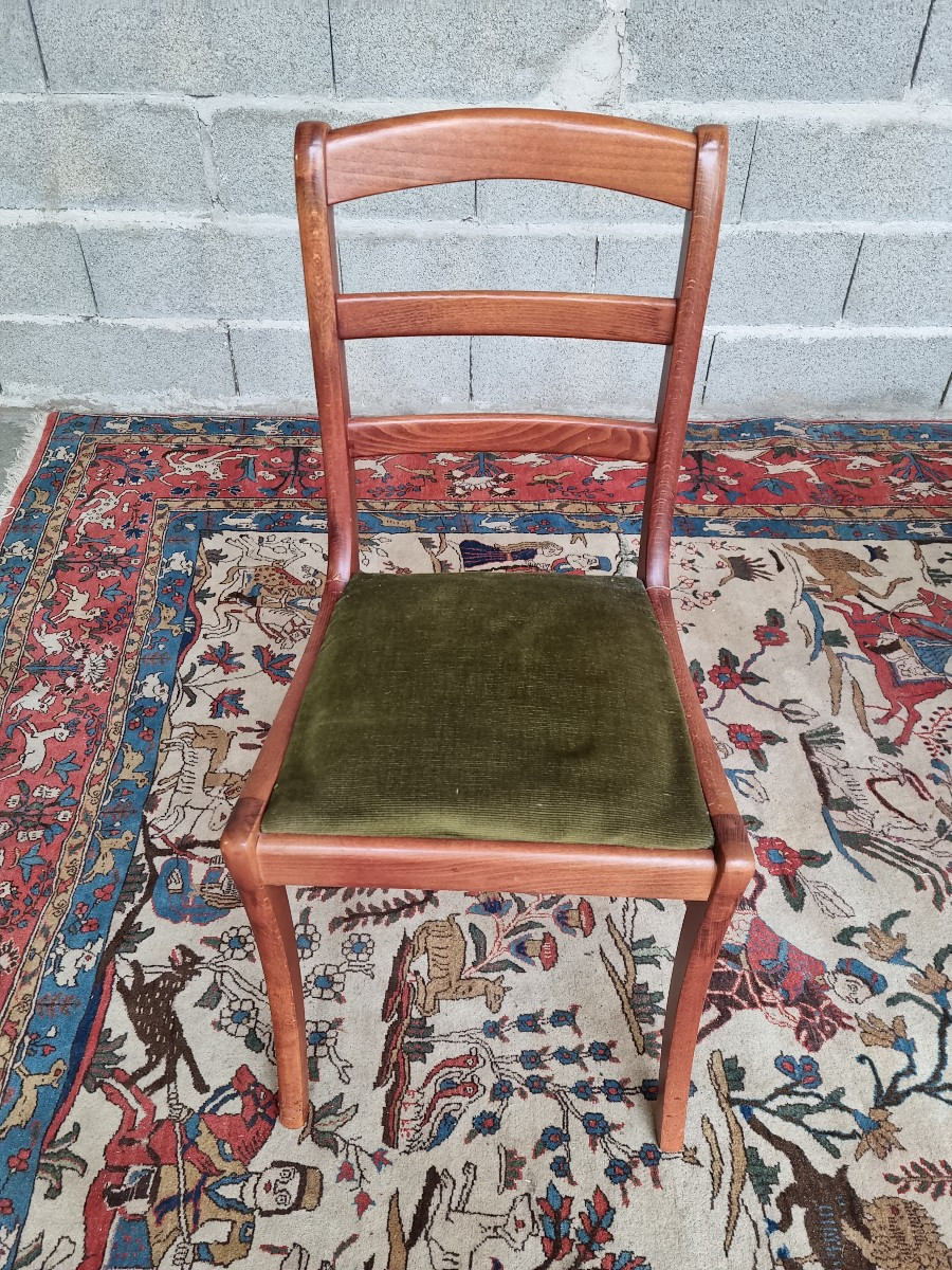 Set Of Four French Chairs In Natural Wood, Restoration Period, 20th Century-photo-2