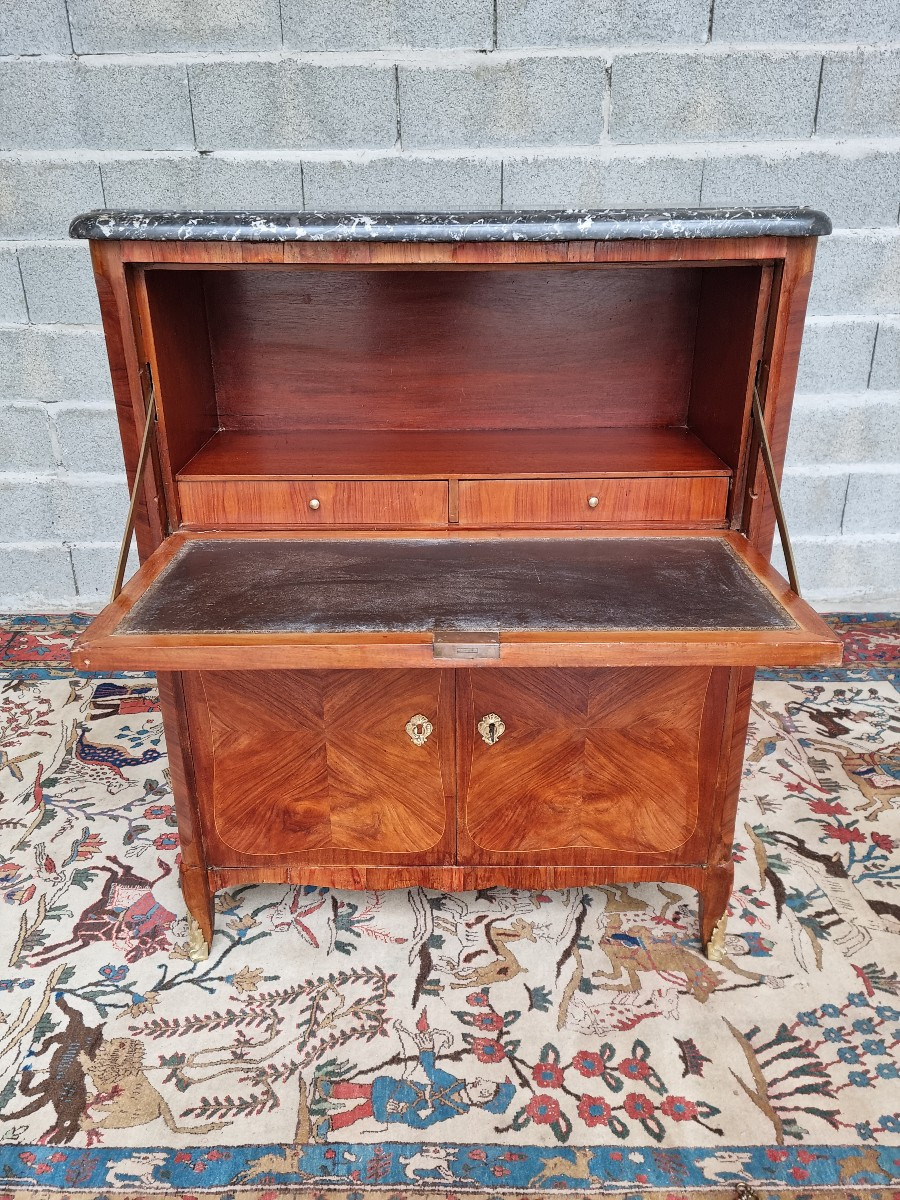 Louis XV Style Mahogany And Rosewood Marquetry Secretary Desk, 20th Century-photo-4