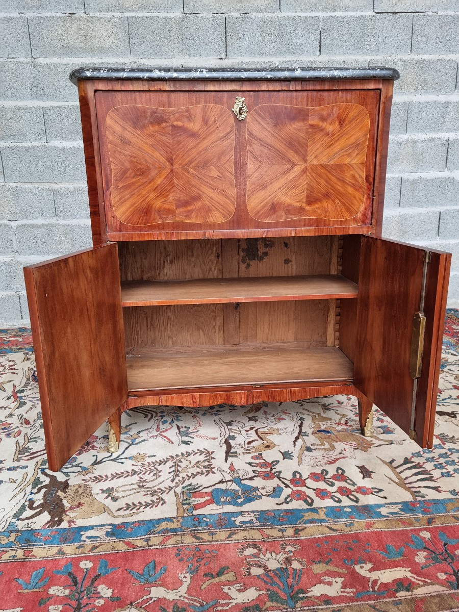 Louis XV Style Mahogany And Rosewood Marquetry Secretary Desk, 20th Century-photo-3