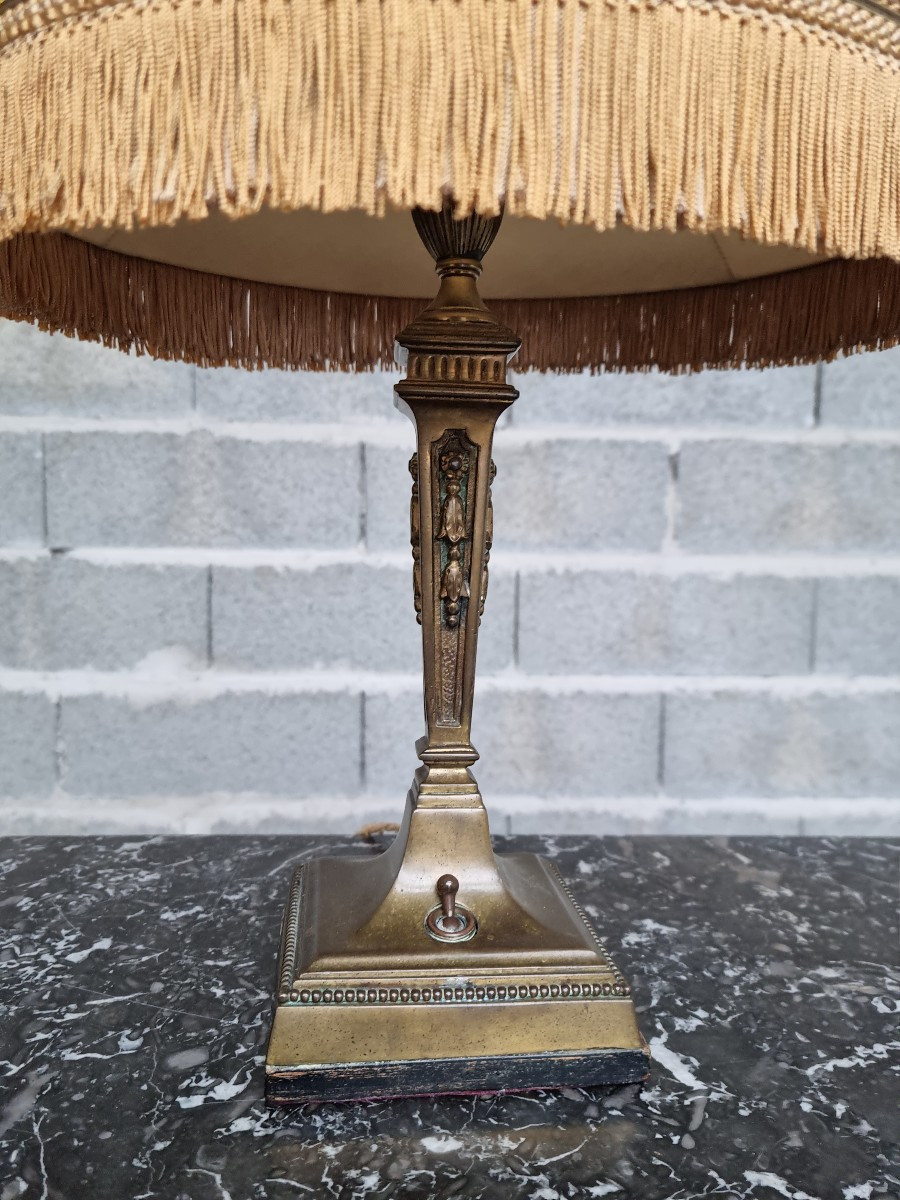 Lampe de table en bronze patiné , Empire, d'époque fin XIXème -photo-2