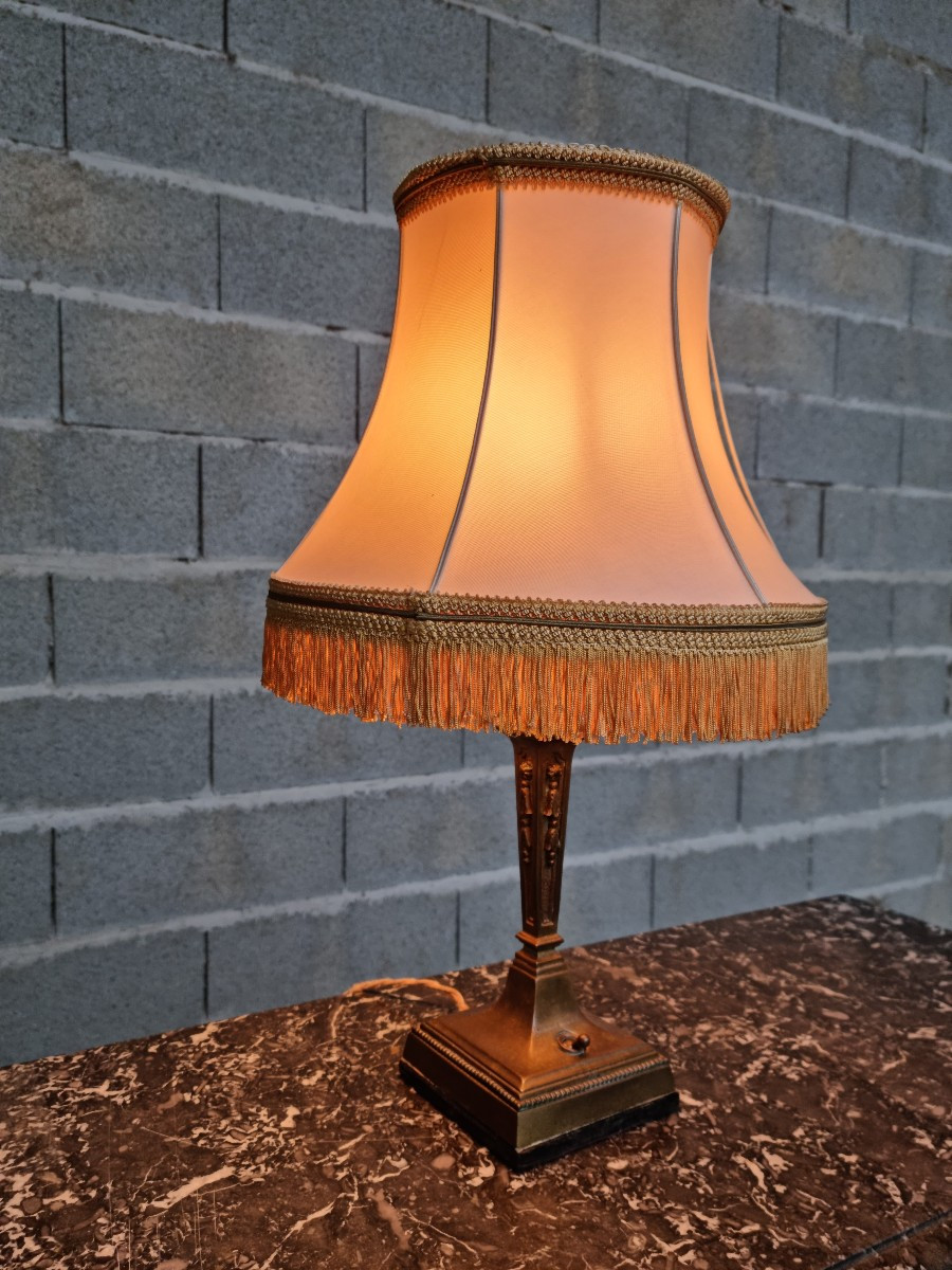 Lampe de table en bronze patiné , Empire, d'époque fin XIXème -photo-4