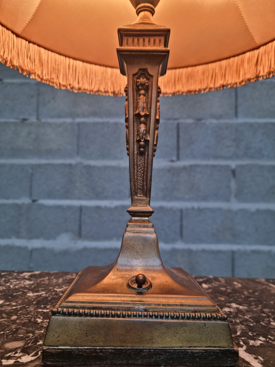 Lampe de table en bronze patiné , Empire, d'époque fin XIXème -photo-1