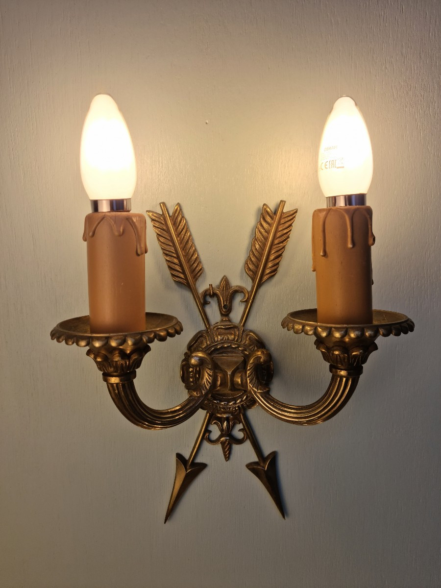Paire d’appliques en bronze doré, Empire , d'époque XXᵉ siècle-photo-2