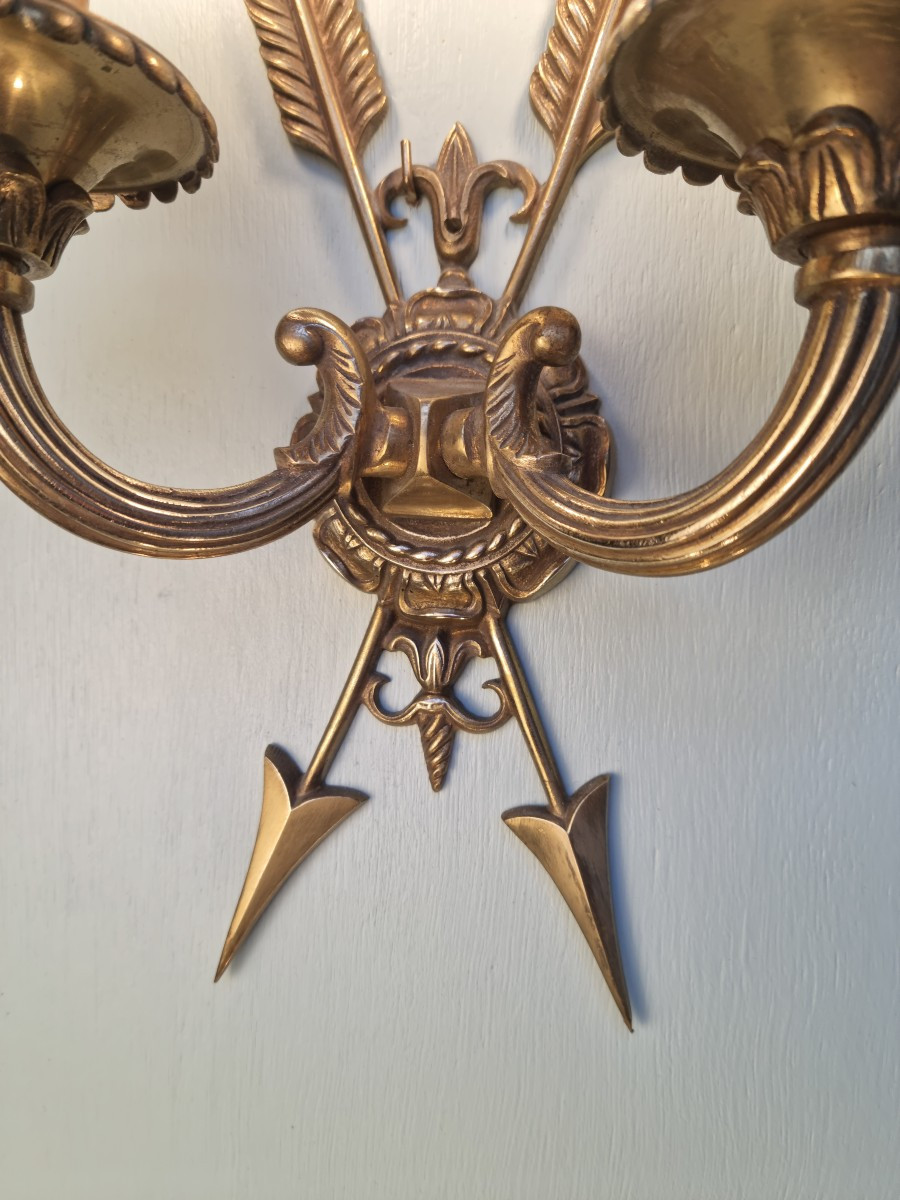 Paire d’appliques en bronze doré, Empire , d'époque XXᵉ siècle-photo-3
