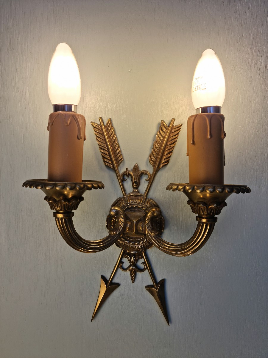 Paire d’appliques en bronze doré, Empire , d'époque XXᵉ siècle-photo-4