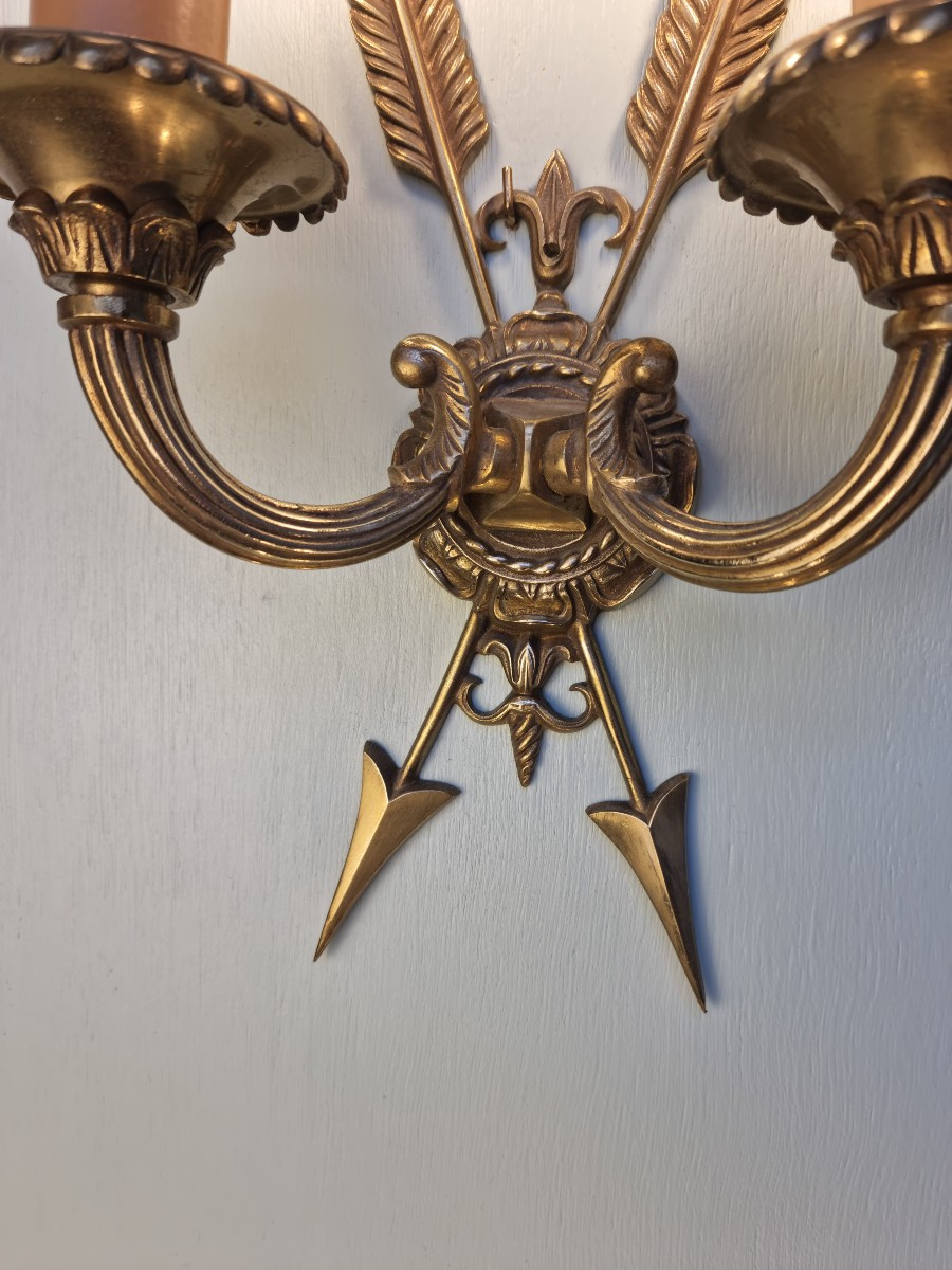 Paire d’appliques en bronze doré, Empire , d'époque XXᵉ siècle-photo-2