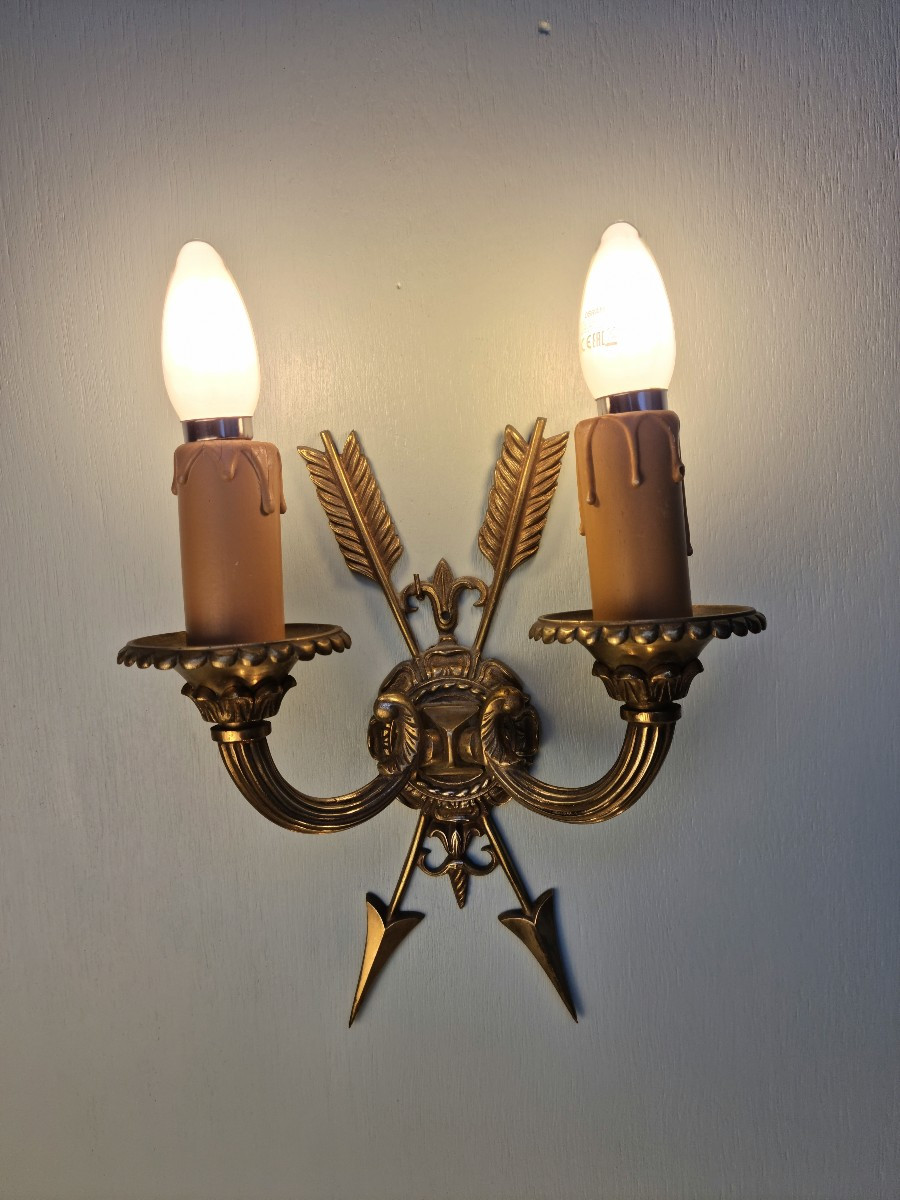 Paire d’appliques en bronze doré, Empire , d'époque XXᵉ siècle-photo-4