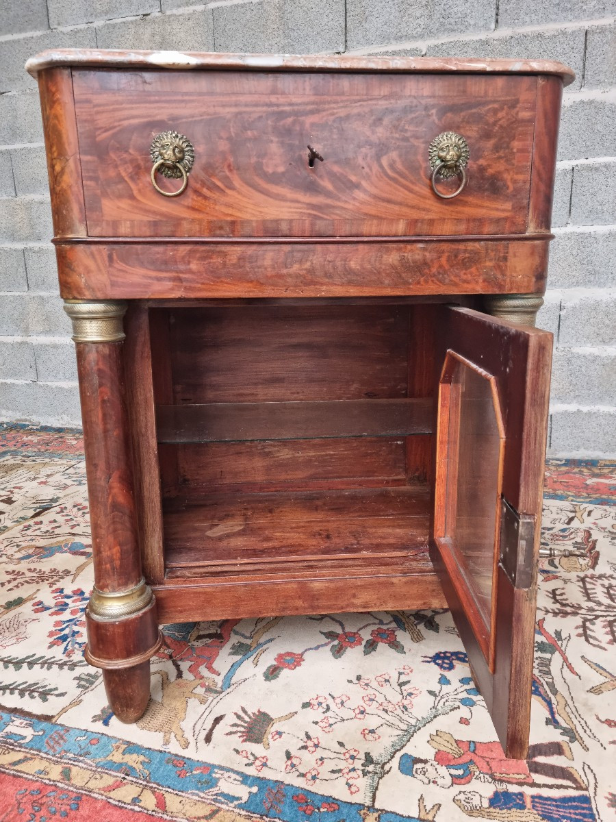 Chevet en acajou, à colonnes détachées, Empire, d'époque XIXème -photo-4