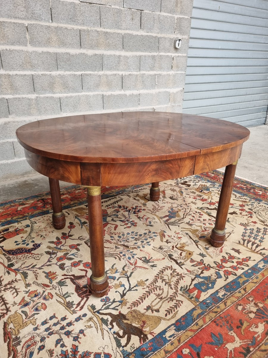 Mahogany Oval Table With Extensions, Empire Style, 20th Century-photo-2