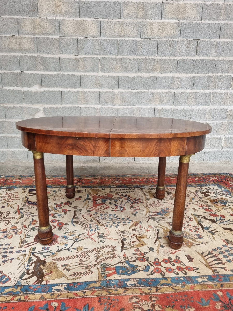 Mahogany Oval Table With Extensions, Empire Style, 20th Century-photo-4