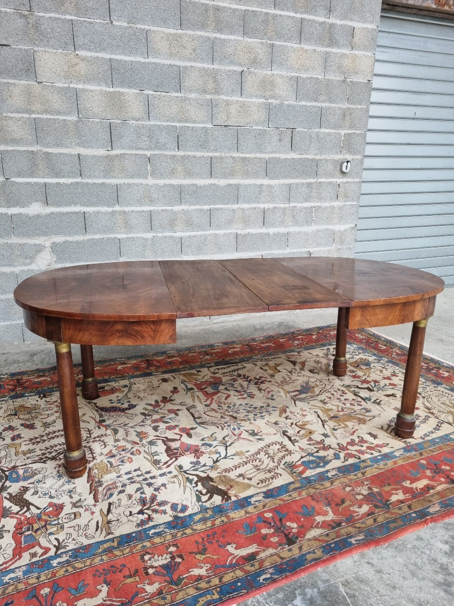 Mahogany Oval Table With Extensions, Empire Style, 20th Century-photo-2