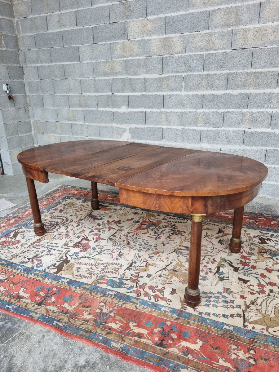 Mahogany Oval Table With Extensions, Empire Style, 20th Century-photo-3