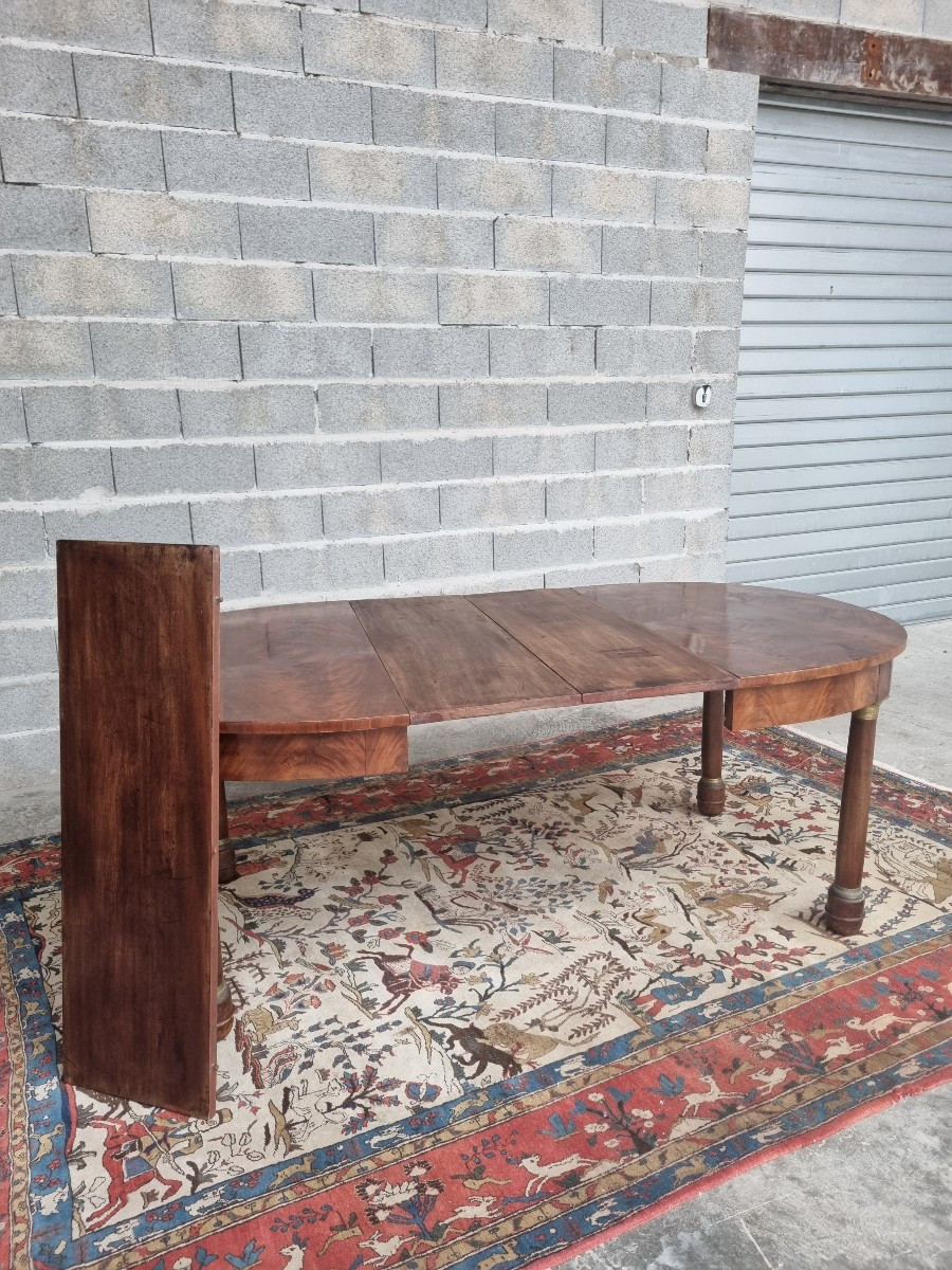 Mahogany Oval Table With Extensions, Empire Style, 20th Century-photo-7