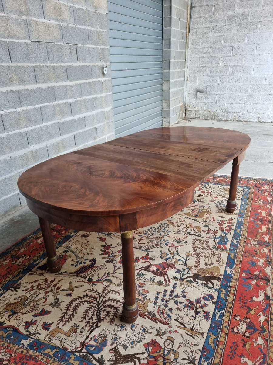 Mahogany Oval Table With Extensions, Empire Style, 20th Century