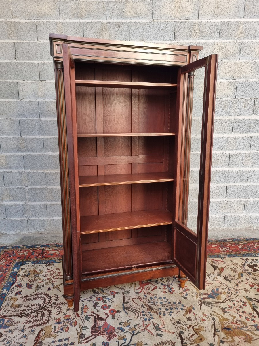 Mahogany And Brass Glass-fronted Bookcase, Louis XVI – Late 19th Century -photo-1