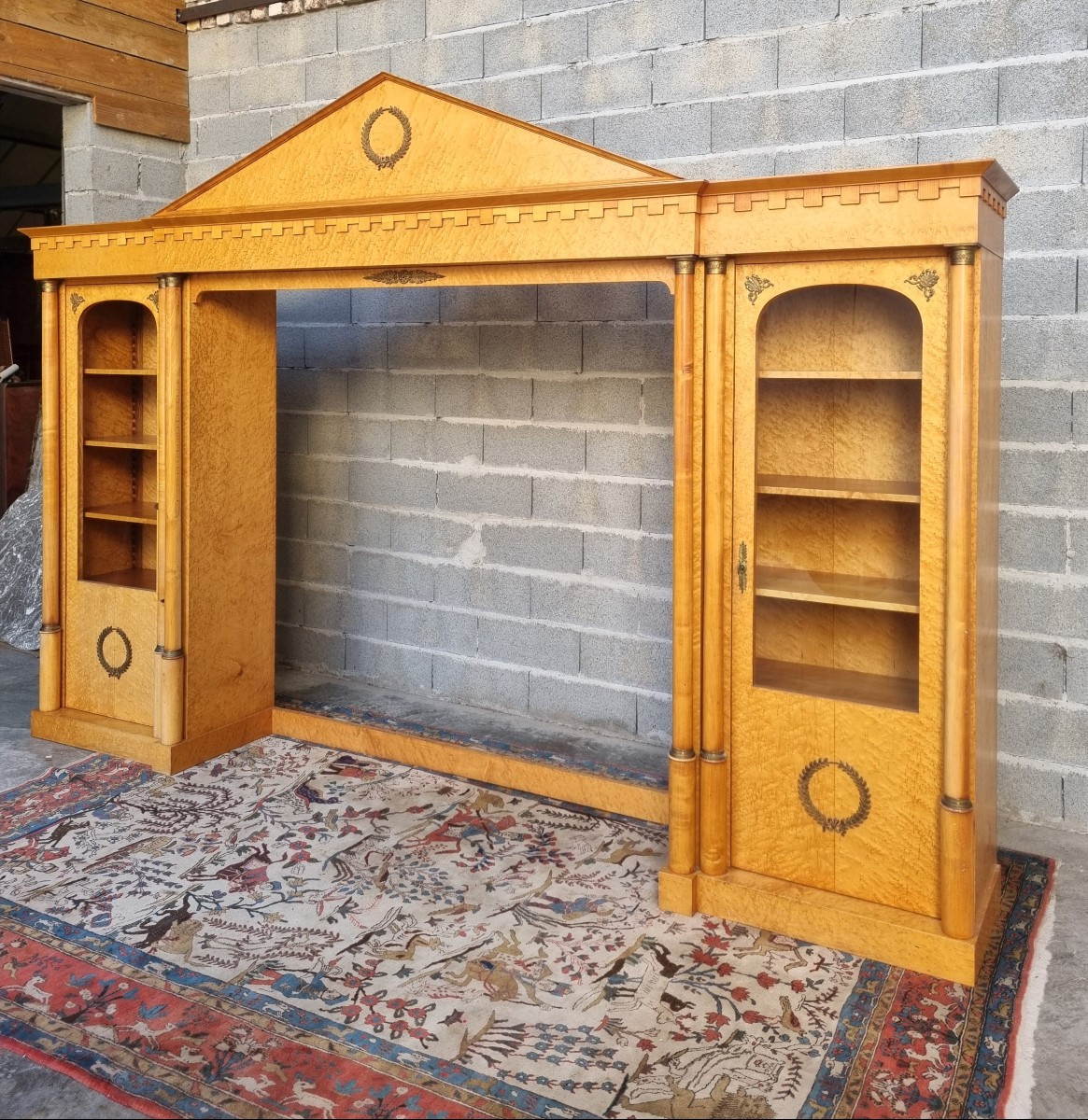 Architecturally Designed Display Bookcase, Empire Style, In Birch Veneer – 20th Century-photo-3