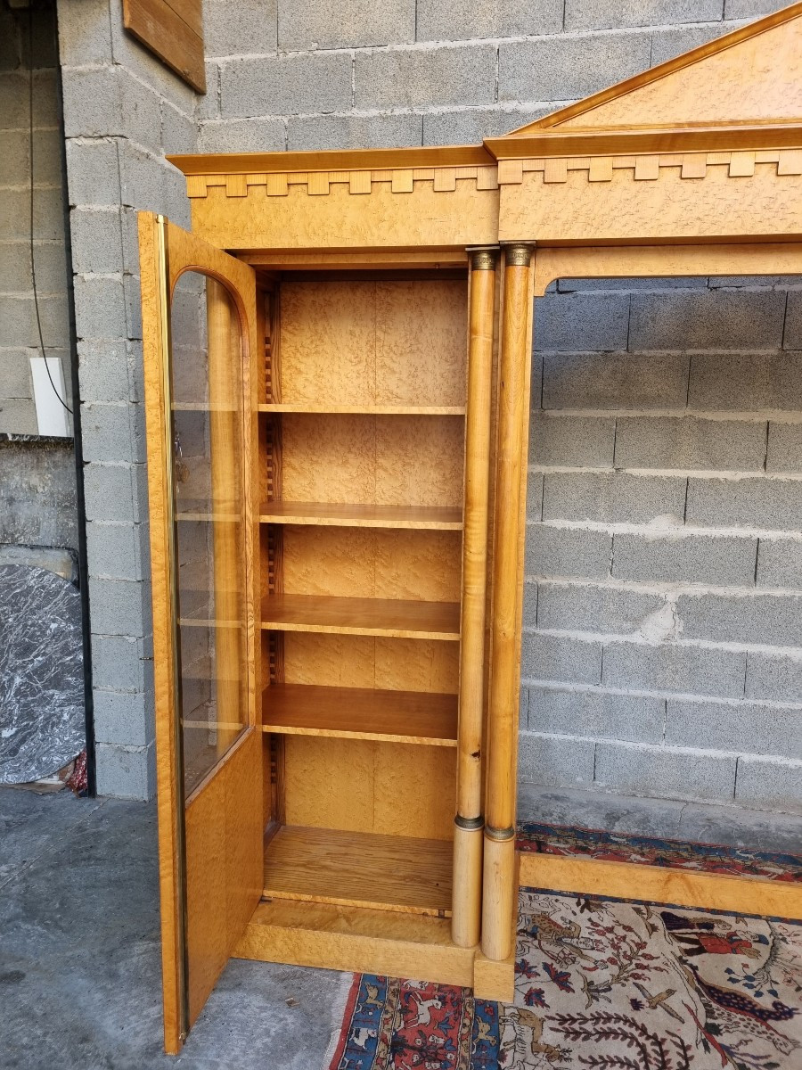 Architecturally Designed Display Bookcase, Empire Style, In Birch Veneer – 20th Century-photo-4