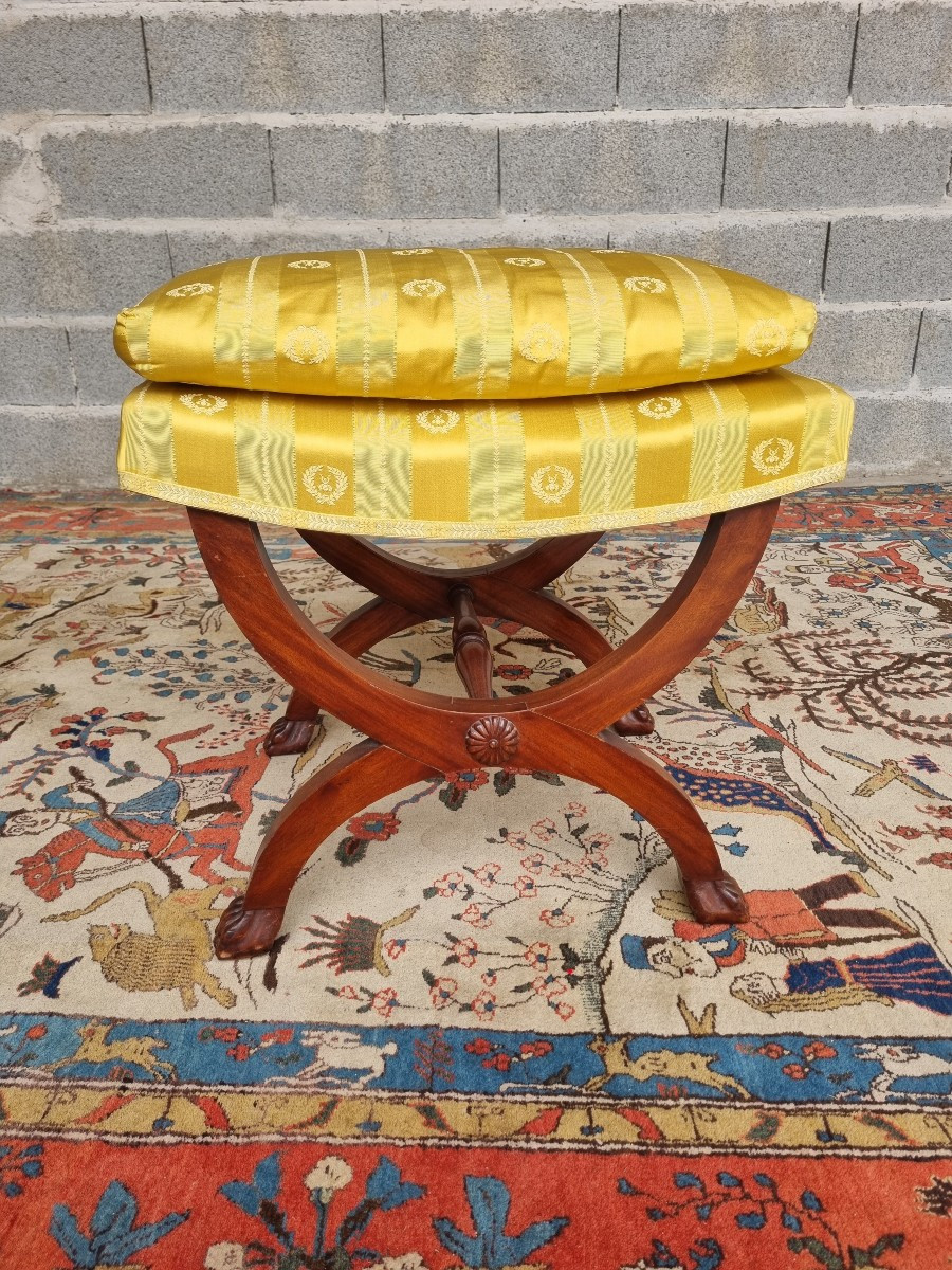 Tabouret curule,  Empire en acajou – XXᵉ siècle-photo-2