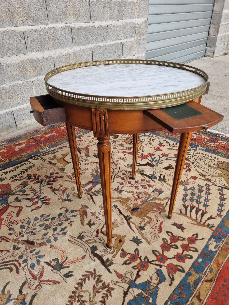 Table bouillotte en acajou, Louis XVI , d'époque XXᵉ siècle-photo-2