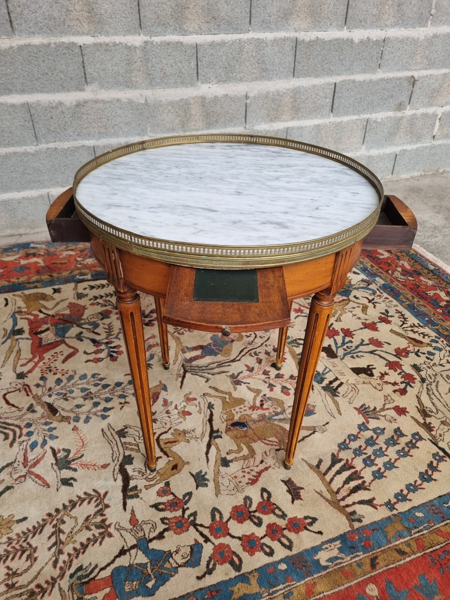 Table bouillotte en acajou, Louis XVI , d'époque XXᵉ siècle-photo-3