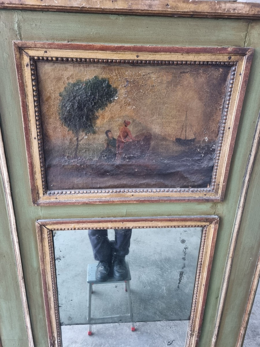 Louis XVI Period Trumeau, 18th Century – Painting And Mirror-photo-3