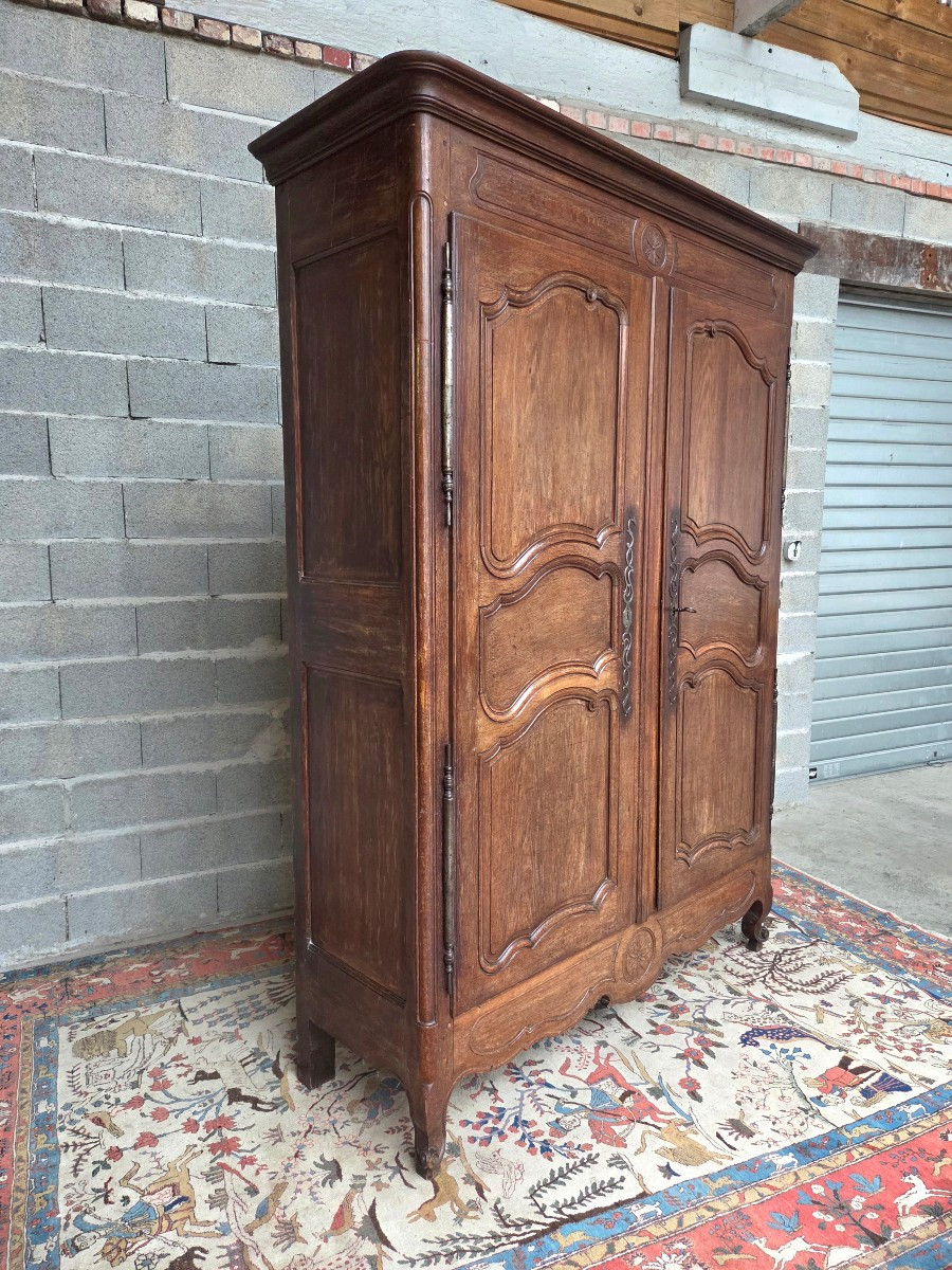 Armoire Louis XV en chêne massif , d'époque XVIIIᵉ -photo-2