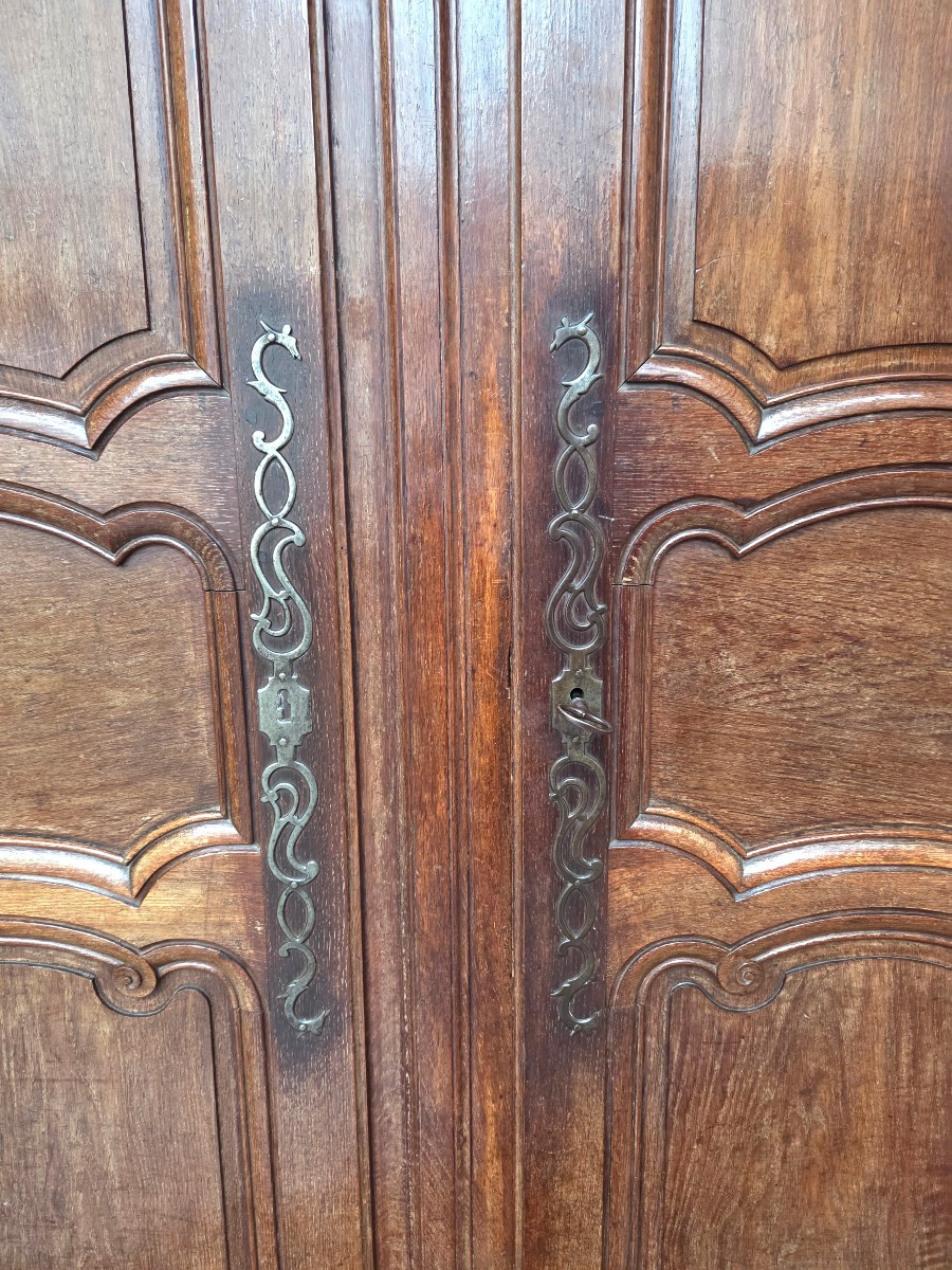 Armoire Louis XV en chêne massif , d'époque XVIIIᵉ -photo-7