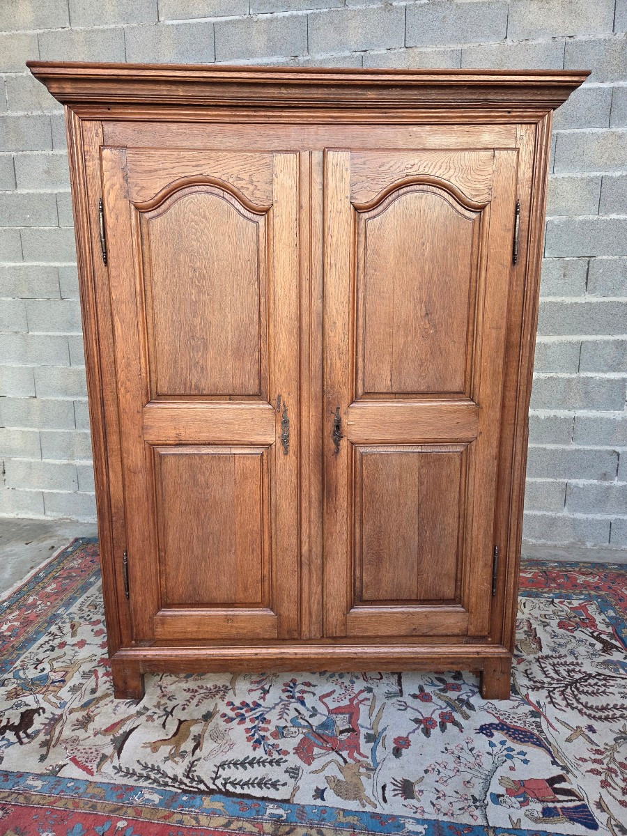 Louis XV Style Oak Wardrobe With Moldings, 18th Century