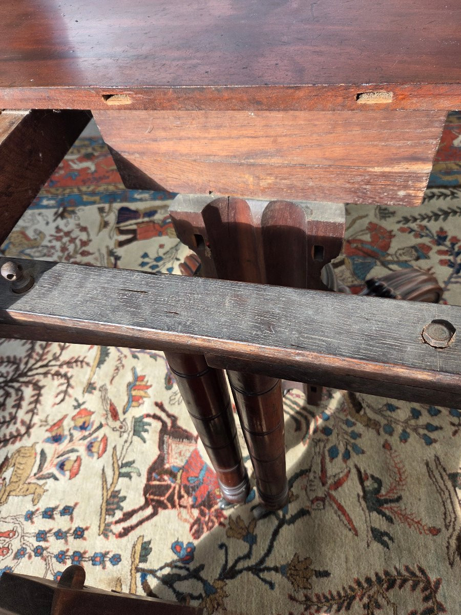  Oval Table In Solid Mahogany And Veneer, With Extensions, Napoleon III Period, 19th Century. -photo-3