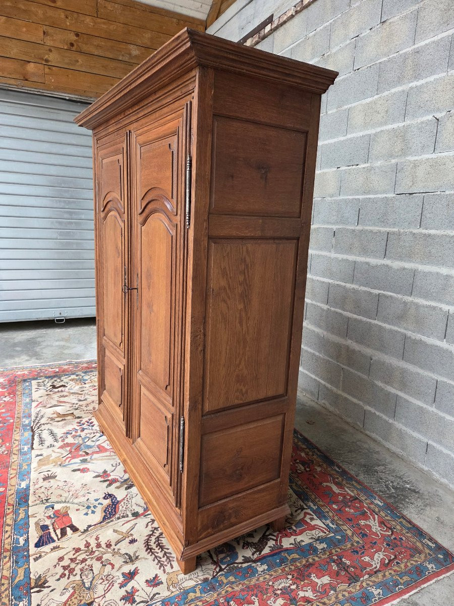 Moulded Oak Wardrobe, Louis XIV Style, 18th Century.-photo-3