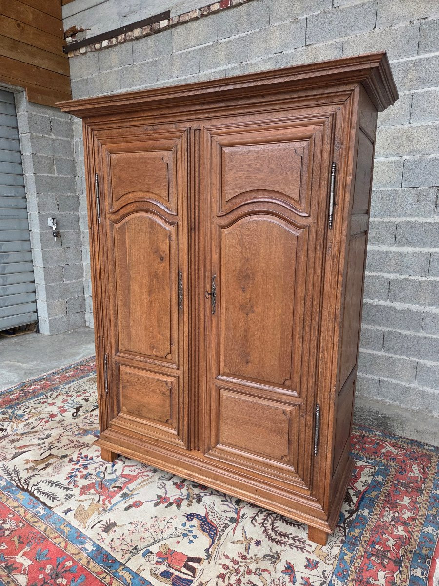 Moulded Oak Wardrobe, Louis XIV Style, 18th Century.-photo-7