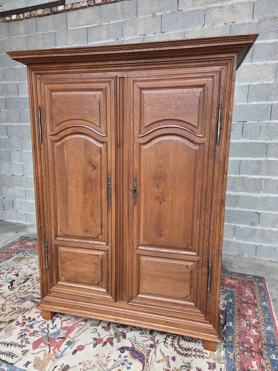 Moulded Oak Wardrobe, Louis XIV Style, 18th Century.
